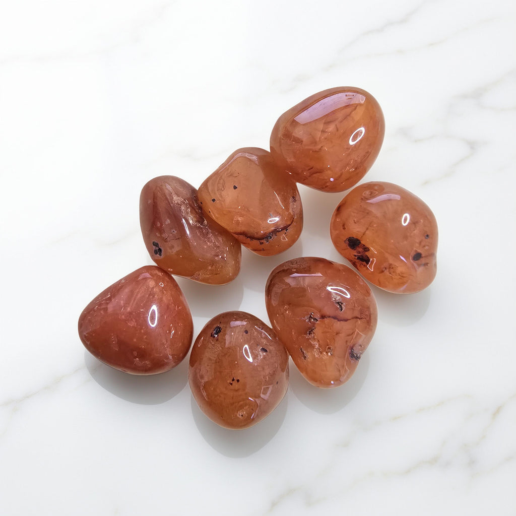  Pierre roulée de Cornaline qualité extra de 20 à 30 mm orange intense et translucide - Pierre d'énergie, créativité et vitalité - Lithothérapie