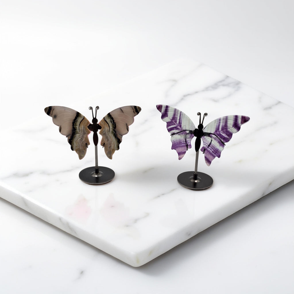 Papillon avec Socle 120-150mm Pierre Naturelle - Qualité AA - Pièce de Collection