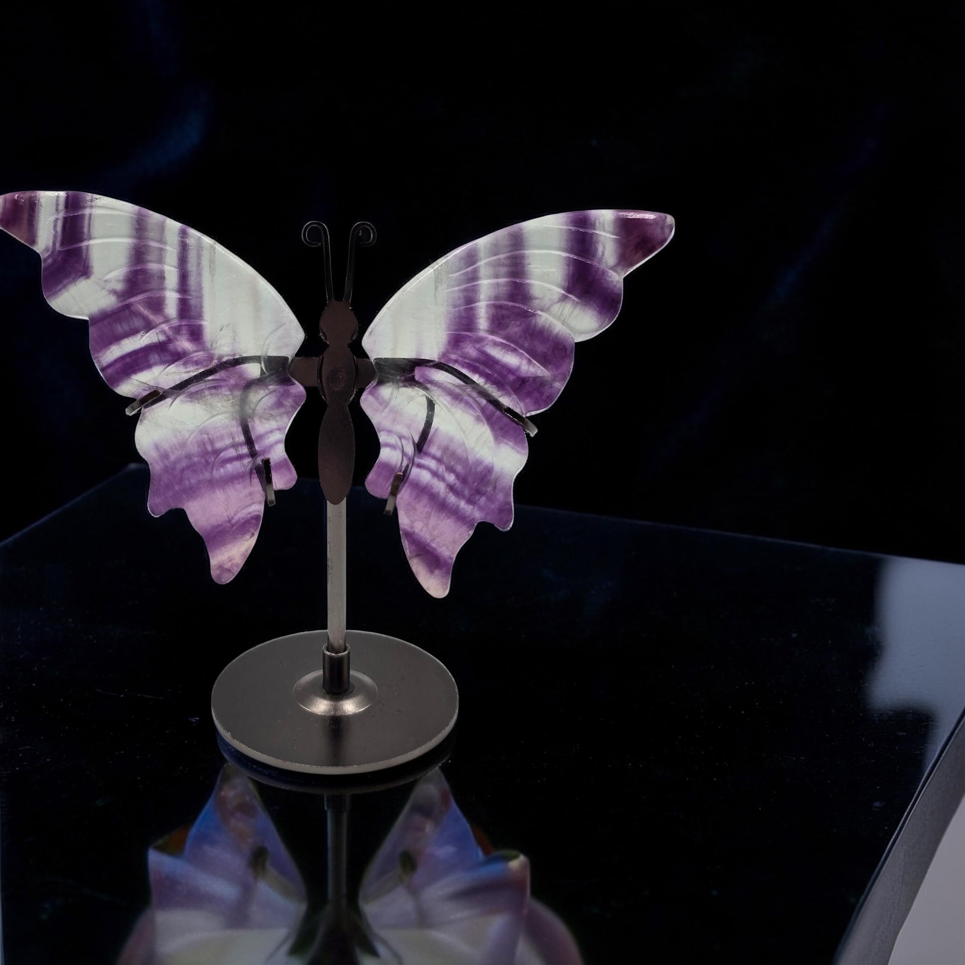 Papillon avec Socle 120-150mm Pierre Naturelle - Qualité AA - Pièce de Collection