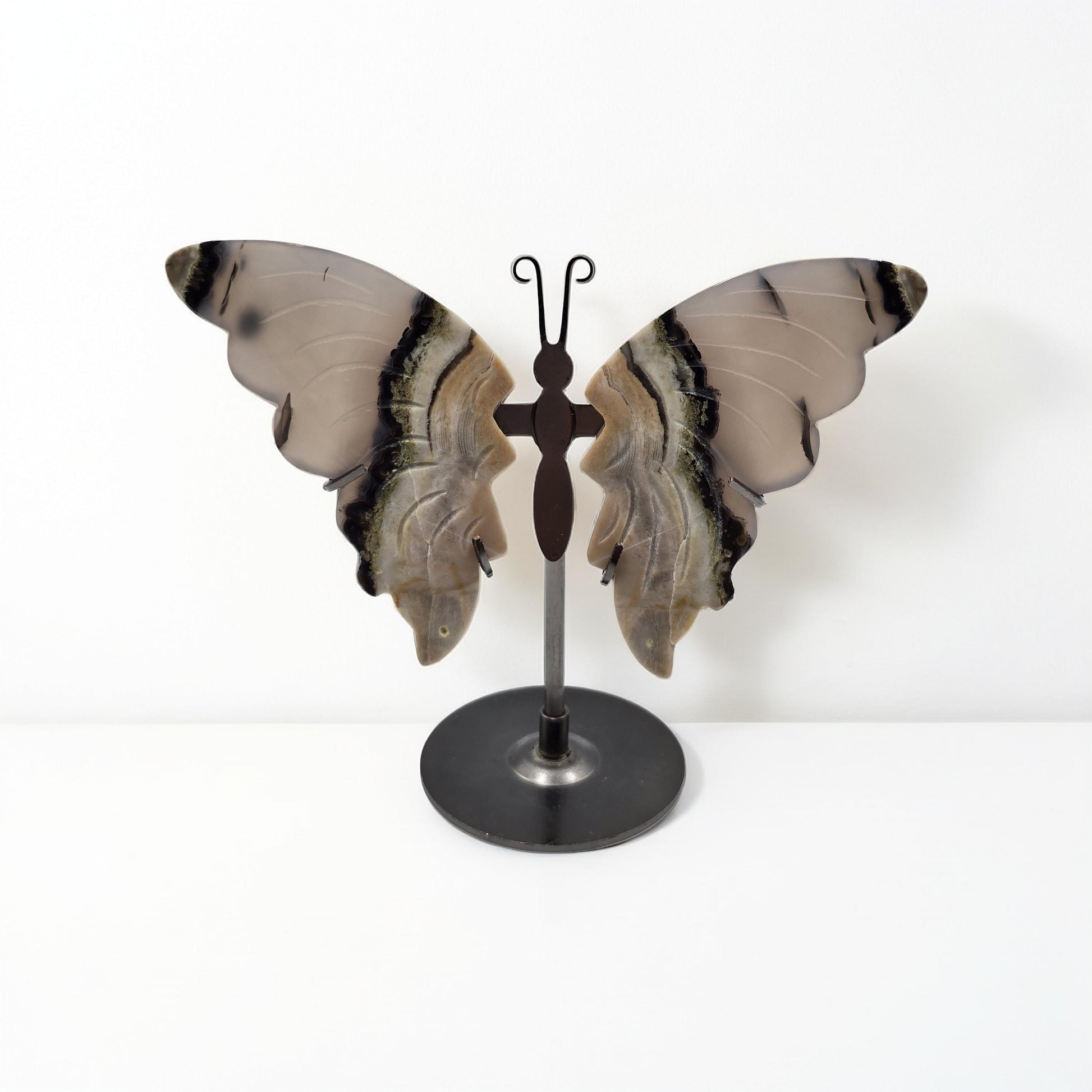 Papillon avec Socle 120-150mm Pierre Naturelle - Qualité AA - Pièce de Collection