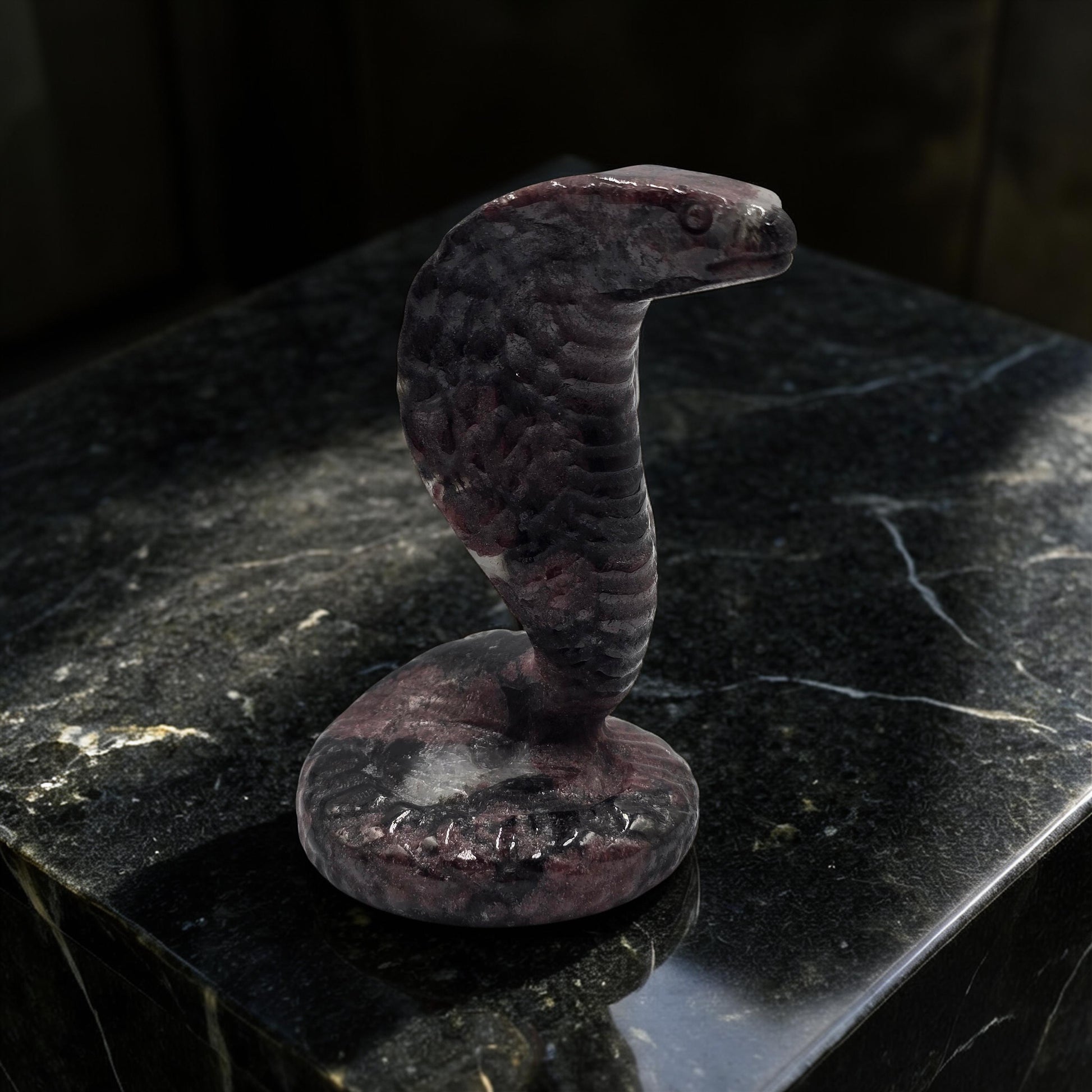 Cobra Grenat Rouge sur Astrophyllite 110mm - Pièce Rare