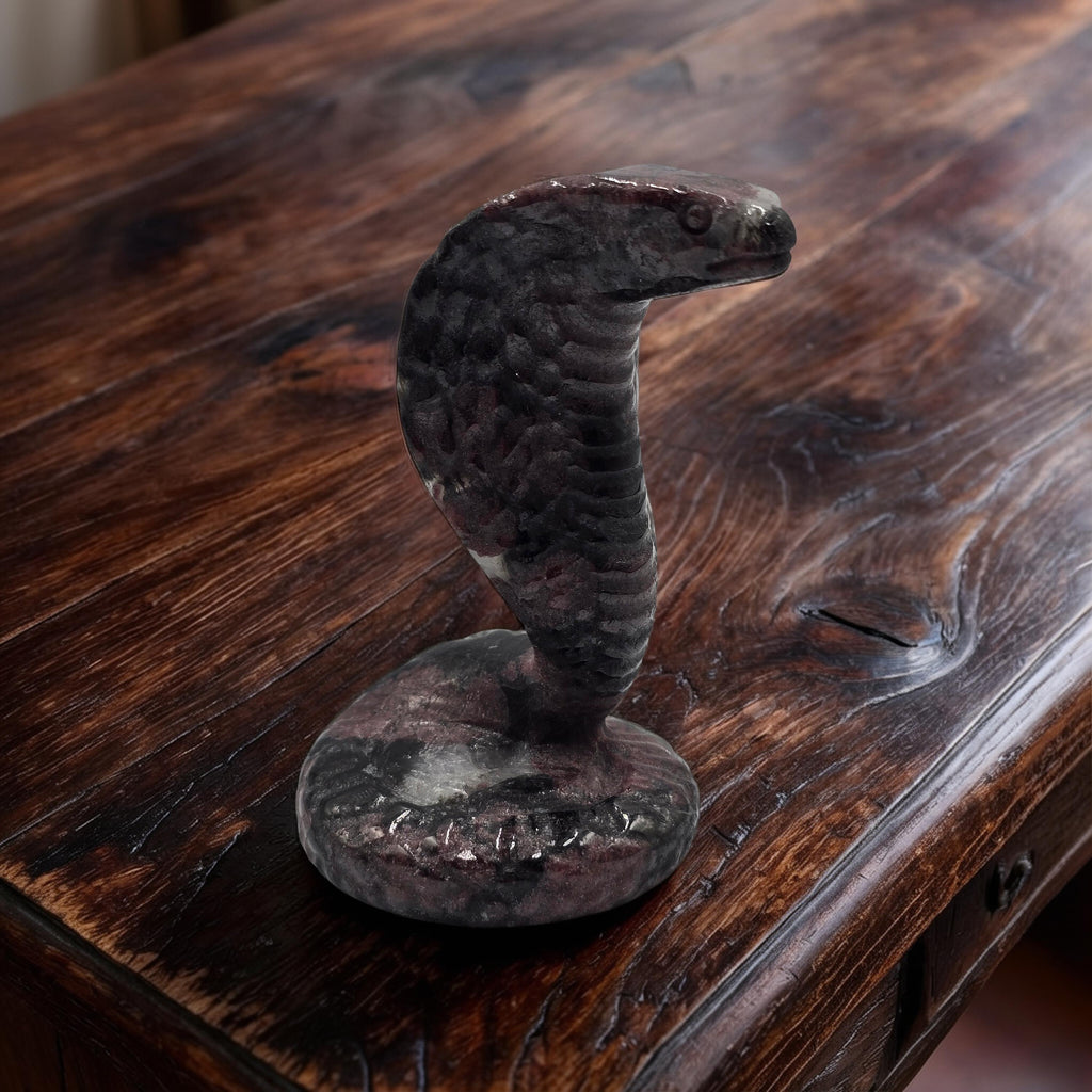 Cobra Grenat Rouge sur Astrophyllite 110mm - Pièce Rare