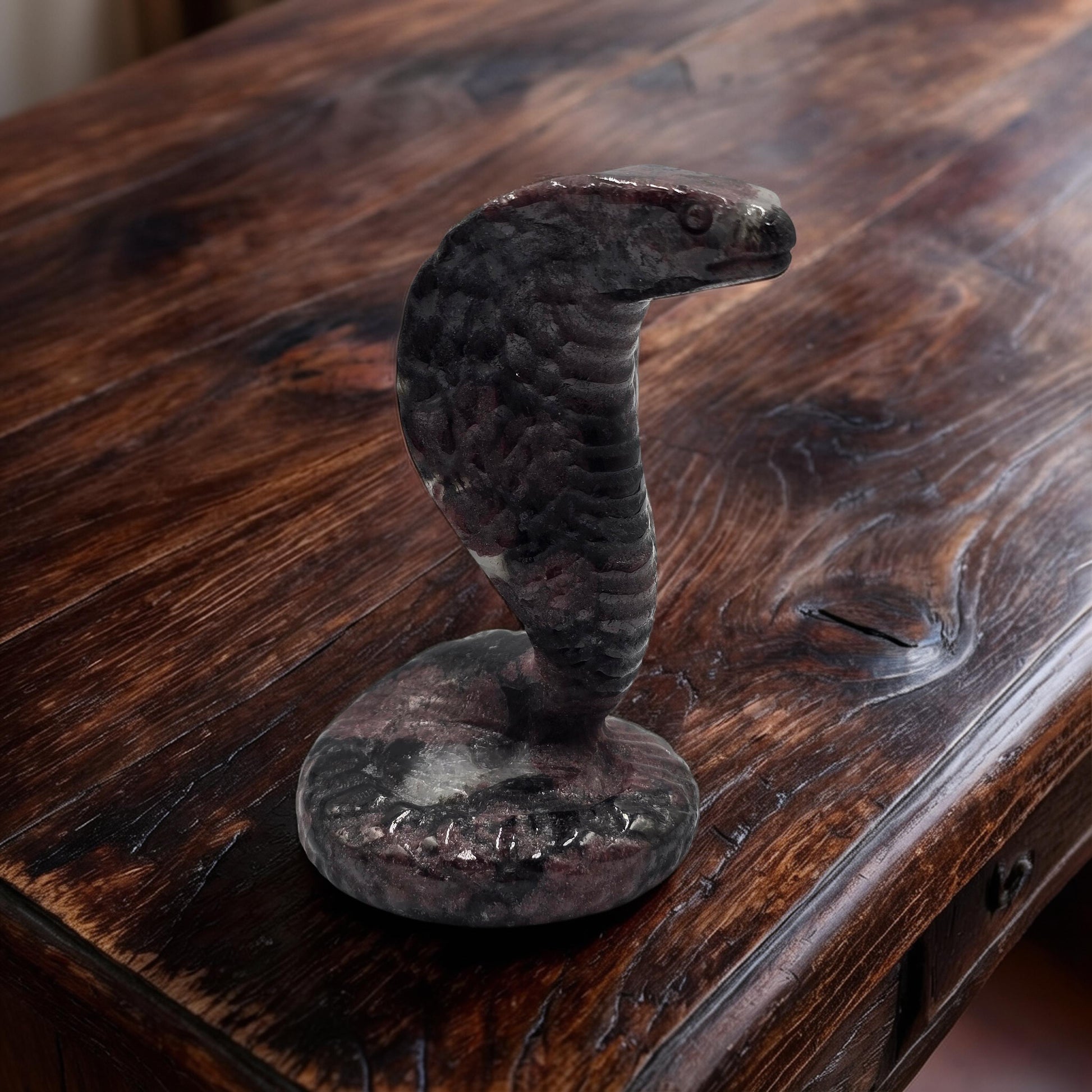 Cobra Grenat Rouge sur Astrophyllite 110mm - Pièce Rare