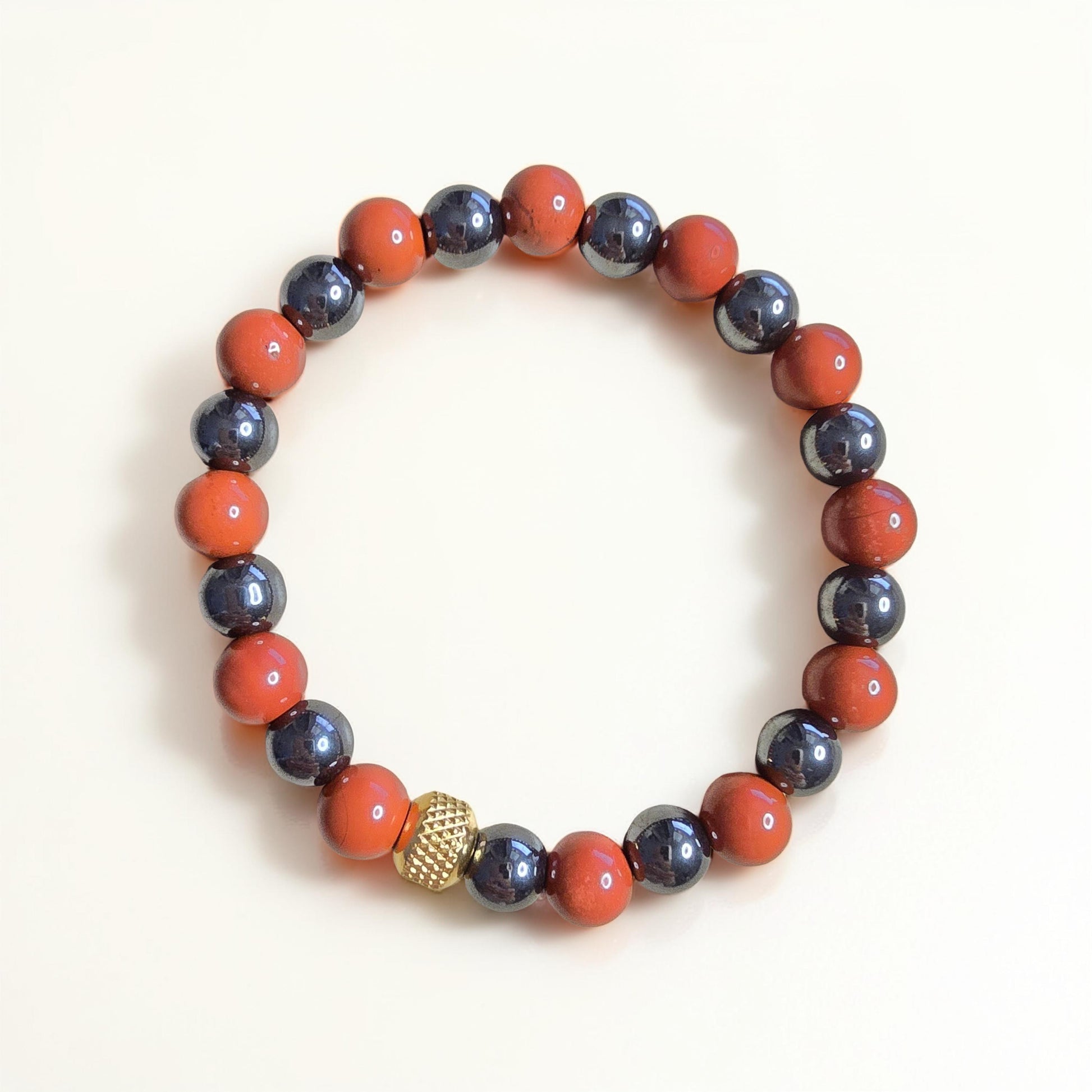 Bracelet Lithothérapie Circulation Sanguine – Jaspe Rouge & Hématite
