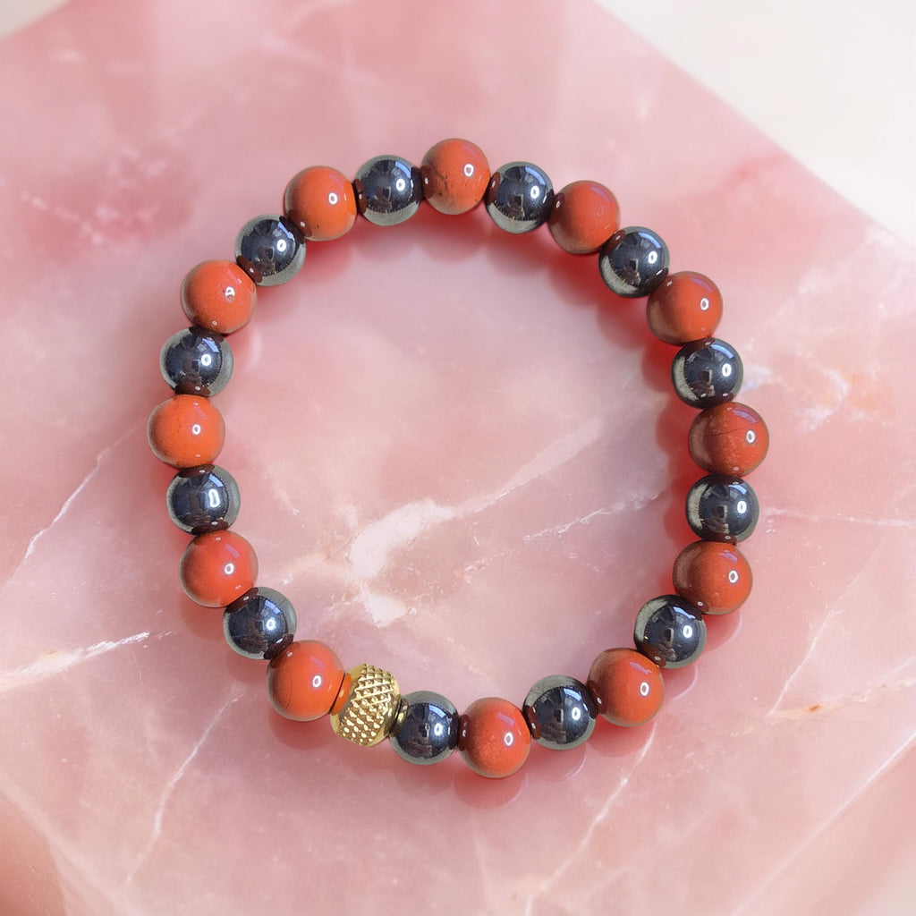Bracelet Lithothérapie Circulation Sanguine – Jaspe Rouge & Hématite