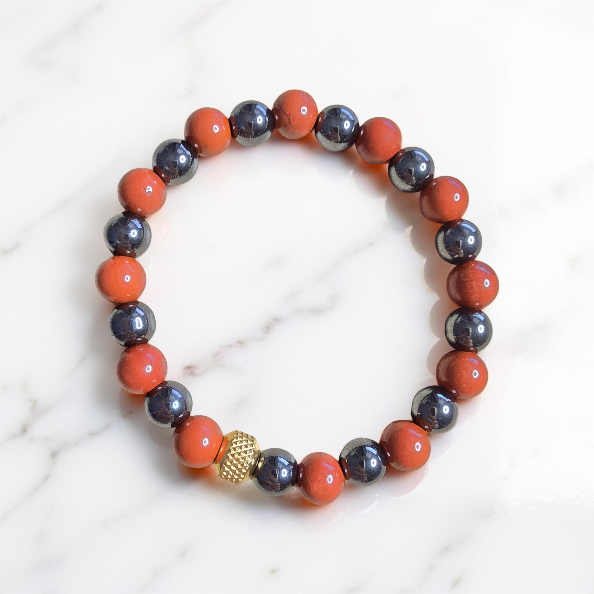 Bracelet Lithothérapie Circulation Sanguine – Jaspe Rouge & Hématite