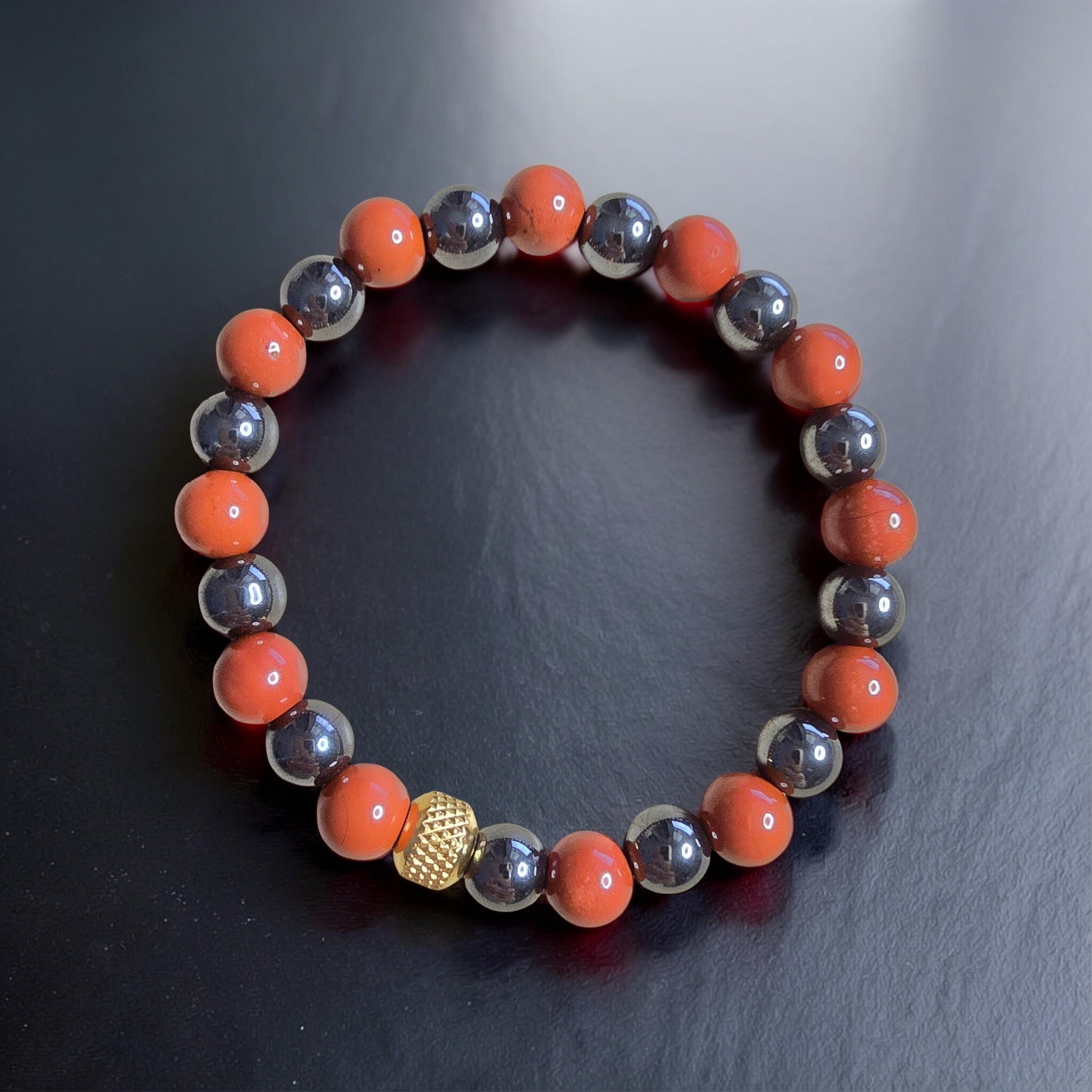 Bracelet Lithothérapie Circulation Sanguine – Jaspe Rouge & Hématite