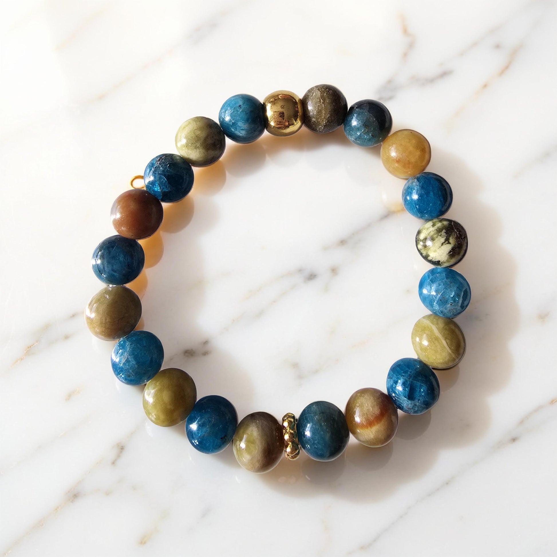 Bracelet Équilibre & Vitalité - Serpentine & Apatite