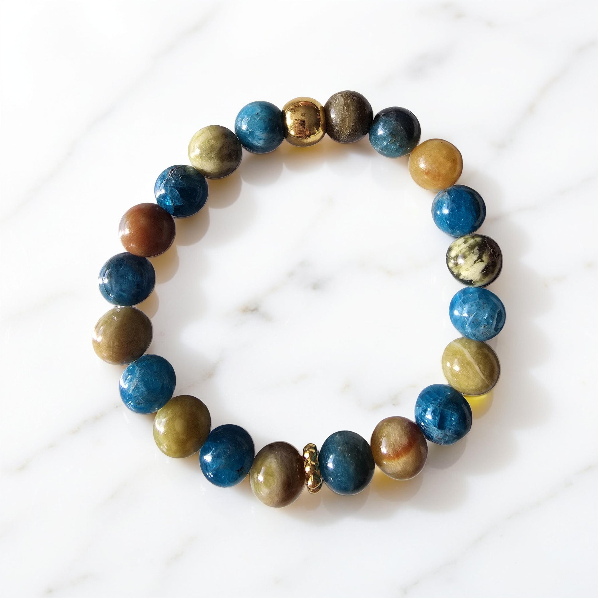 Bracelet Équilibre & Vitalité - Serpentine & Apatite