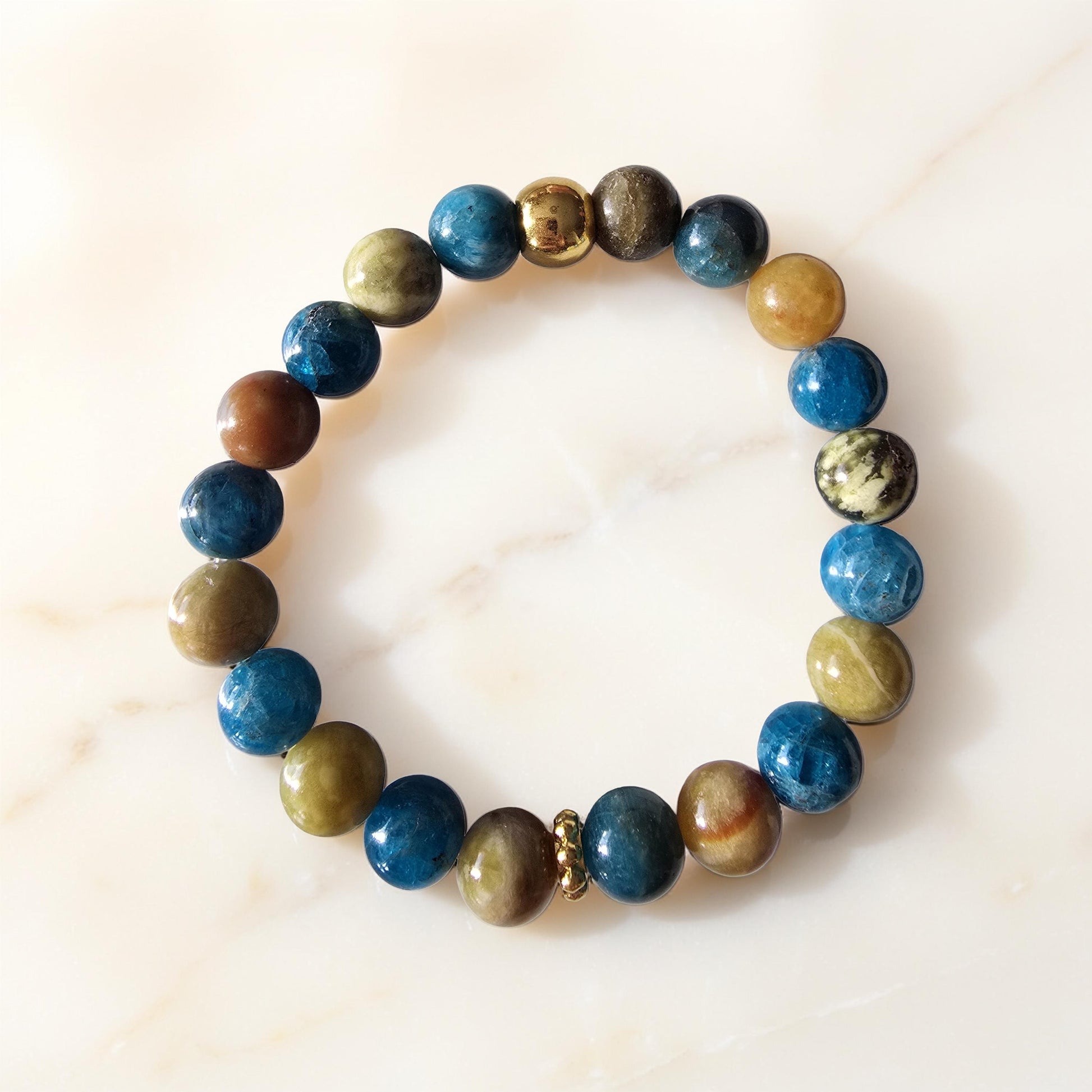 Bracelet Équilibre & Vitalité - Serpentine & Apatite