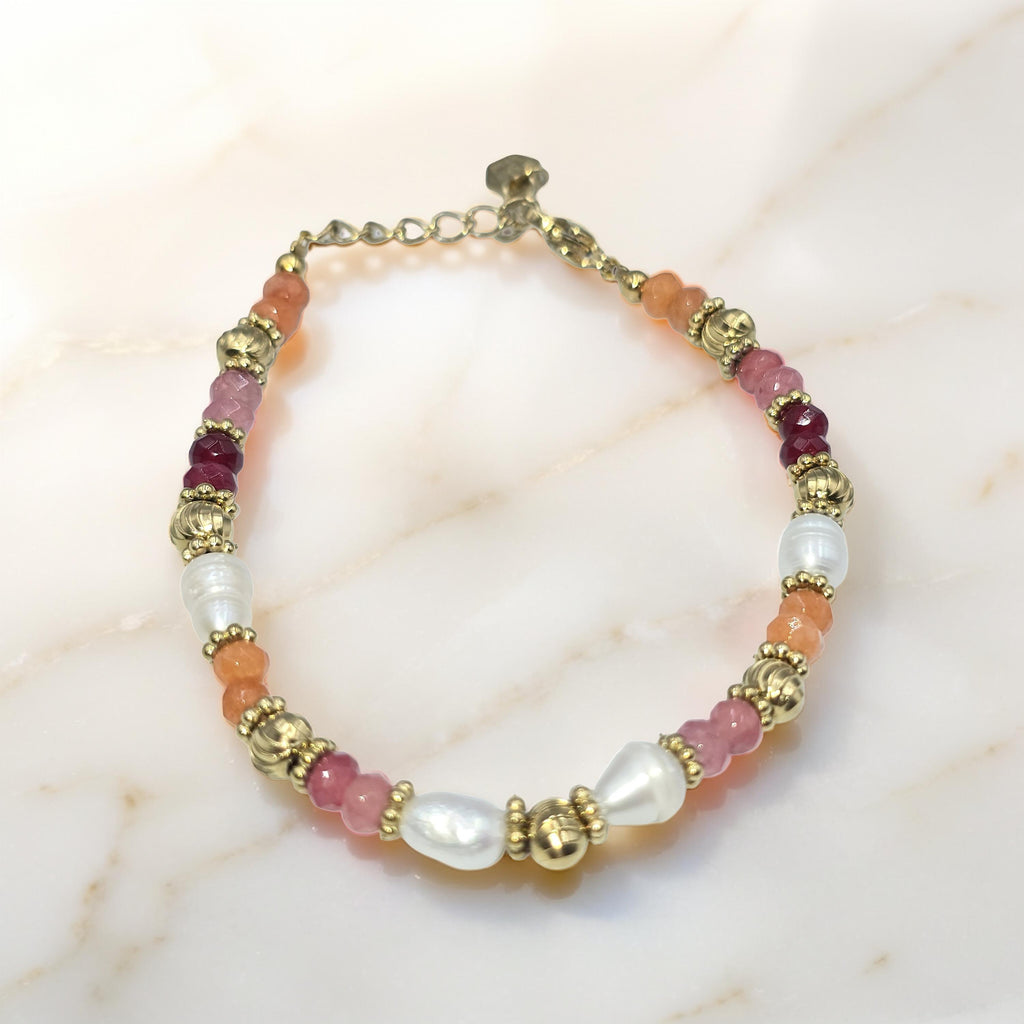 Bracelet JAEL Turquoise Africaine Tourmaline Perle d'Eau Douce | Or et Âme Bijoux