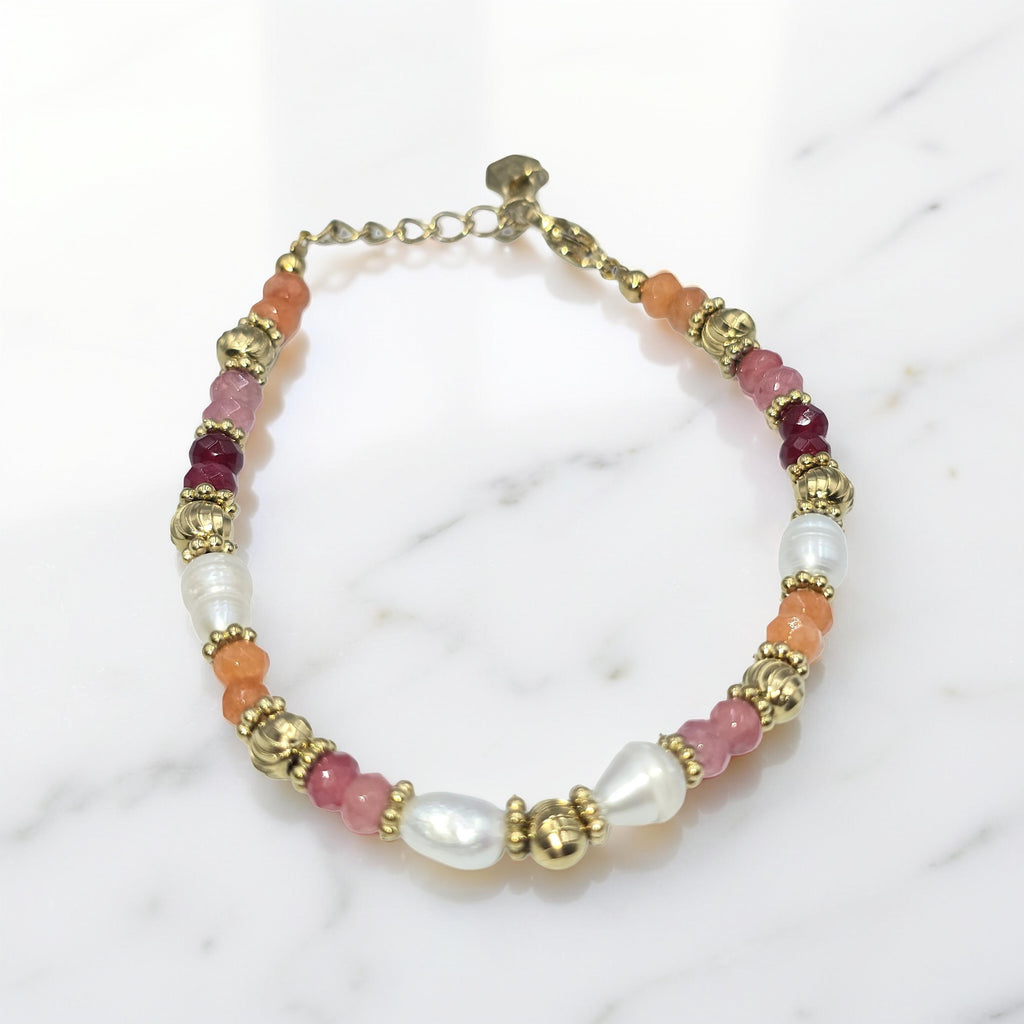 Bracelet JAEL Turquoise Africaine Tourmaline Perle d'Eau Douce | Or et Âme Bijoux