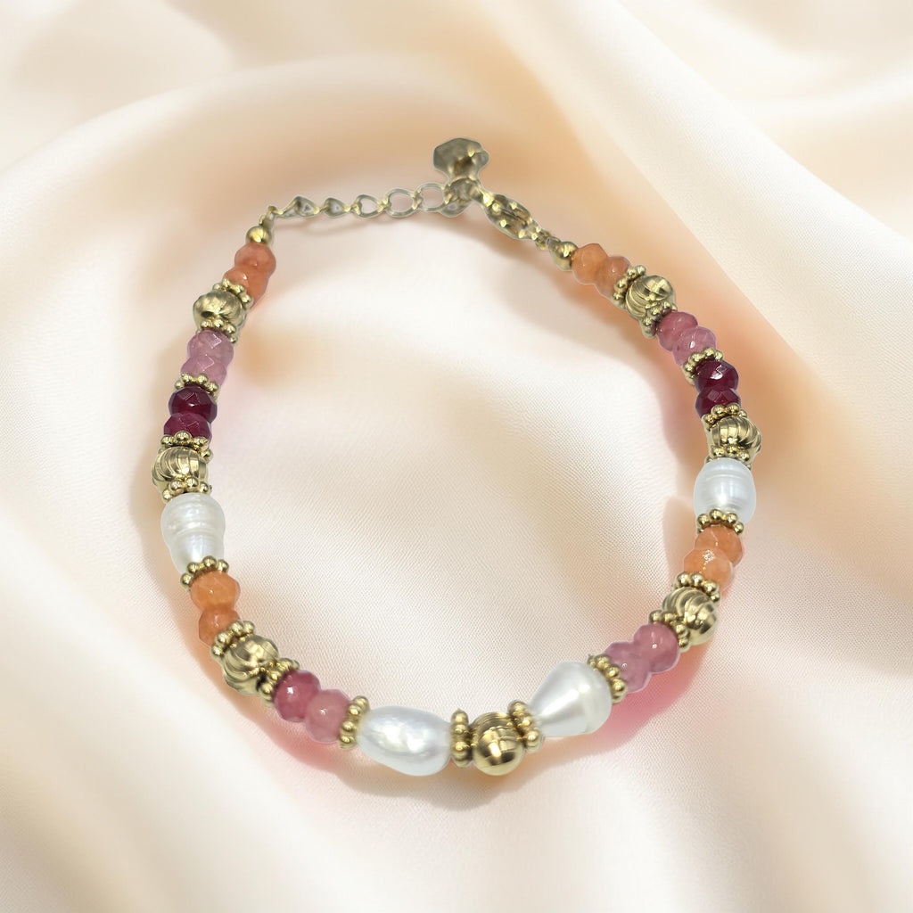 Bracelet JAEL Turquoise Africaine Tourmaline Perle d'Eau Douce | Or et Âme Bijoux