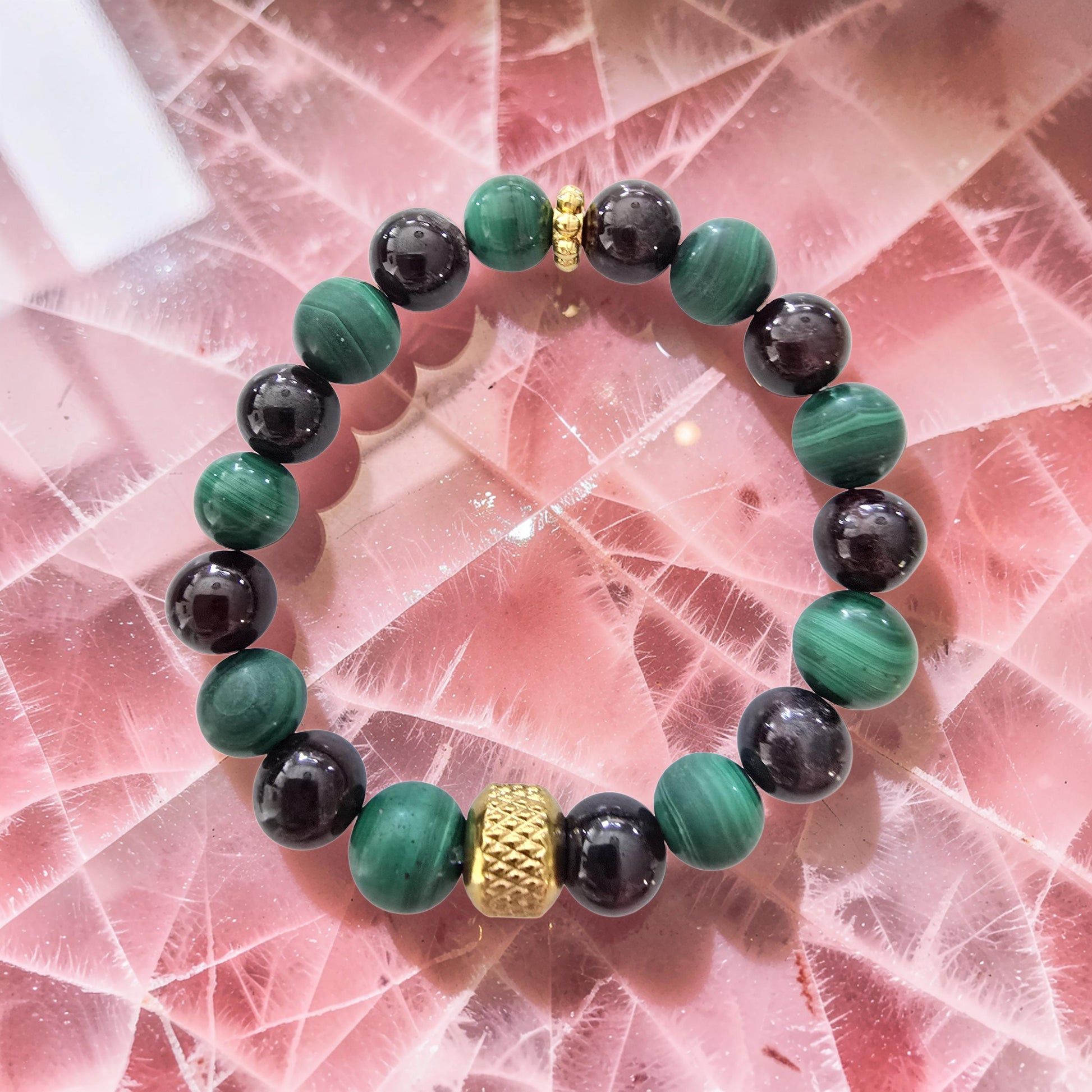 Bracelet Malachite & Grenat - Douleur & Circulation Sanguine