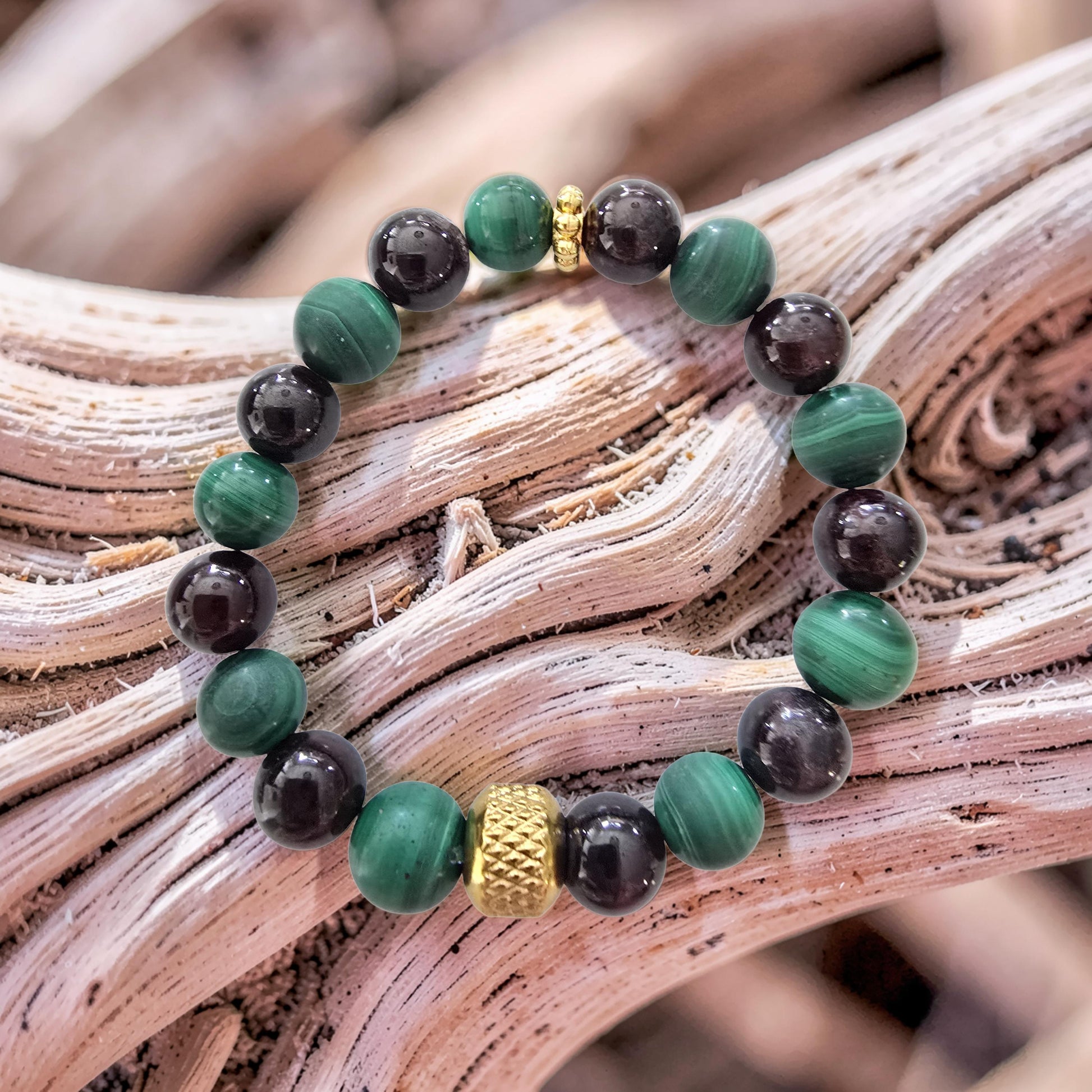 Bracelet Malachite & Grenat - Douleur & Circulation Sanguine