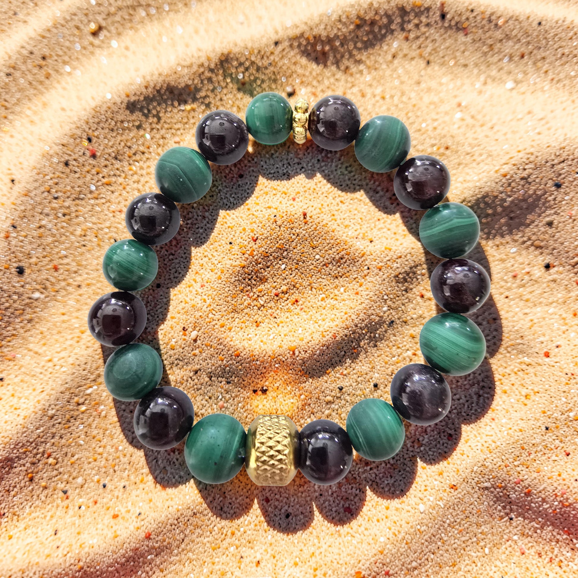 Bracelet Malachite & Grenat - Douleur & Circulation Sanguine