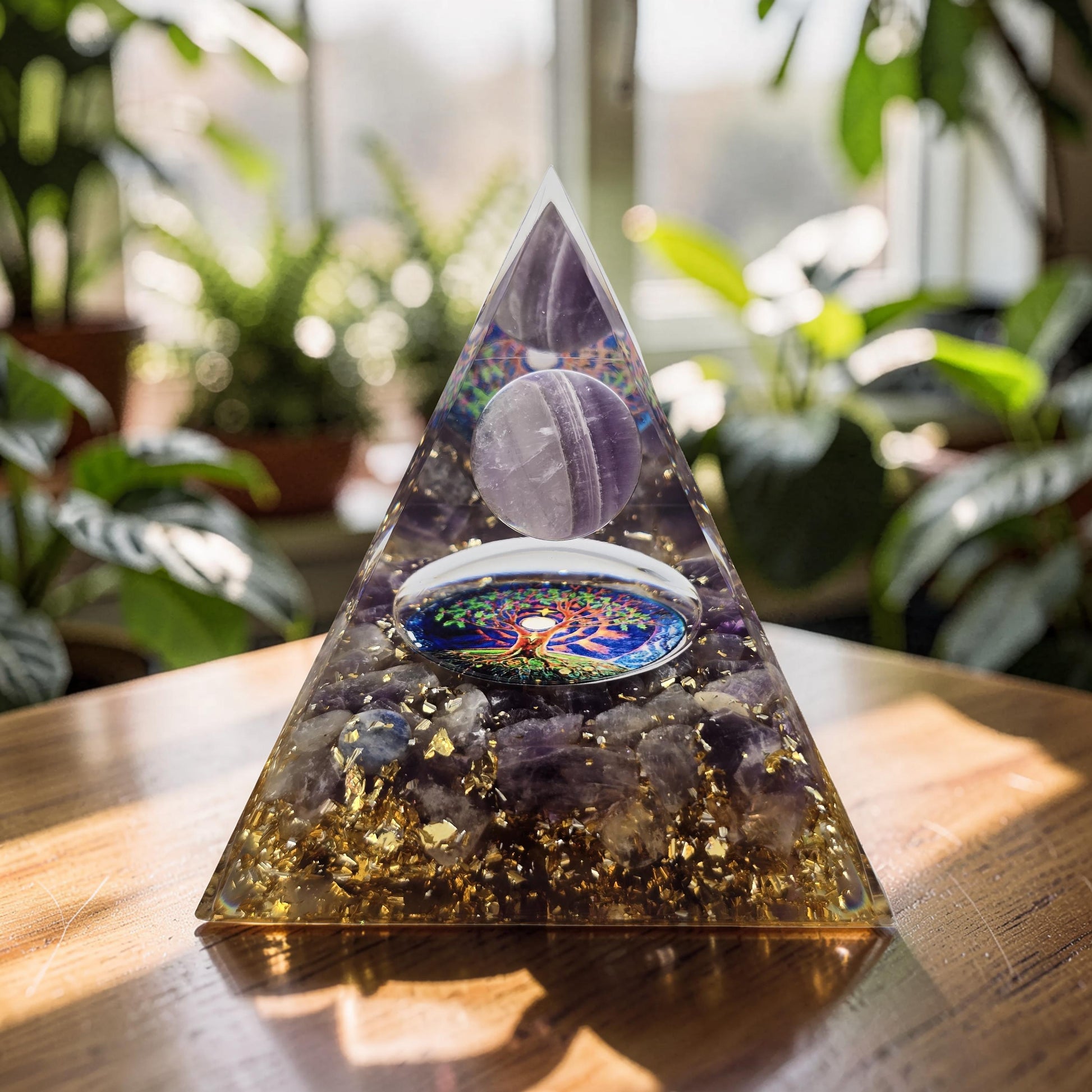 Orgonite Arbre de Vie - Améthyste & Sphère Cristal