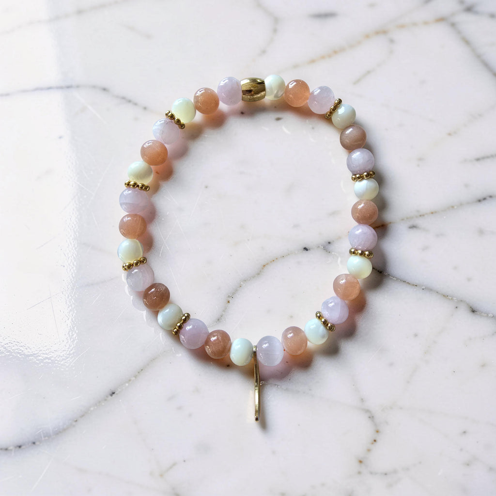 Bracelet Féminité Sacrée - Pierre de Lune, Nacre & Kunzite