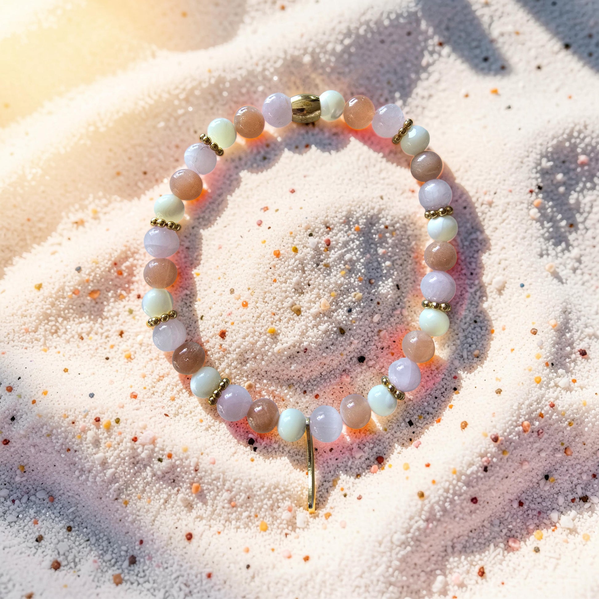 Bracelet Féminité Sacrée - Pierre de Lune, Nacre & Morganite