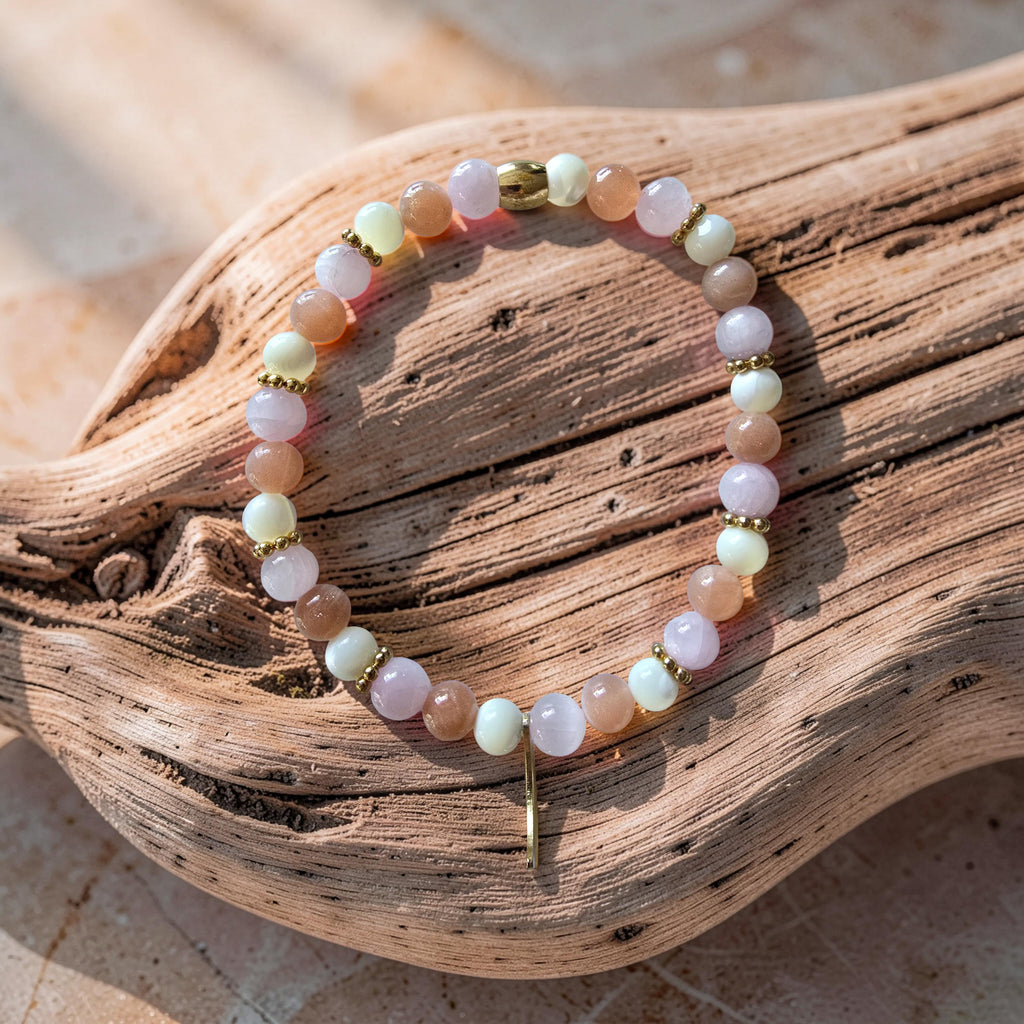 Bracelet Féminité Sacrée - Pierre de Lune, Nacre & Kunzite