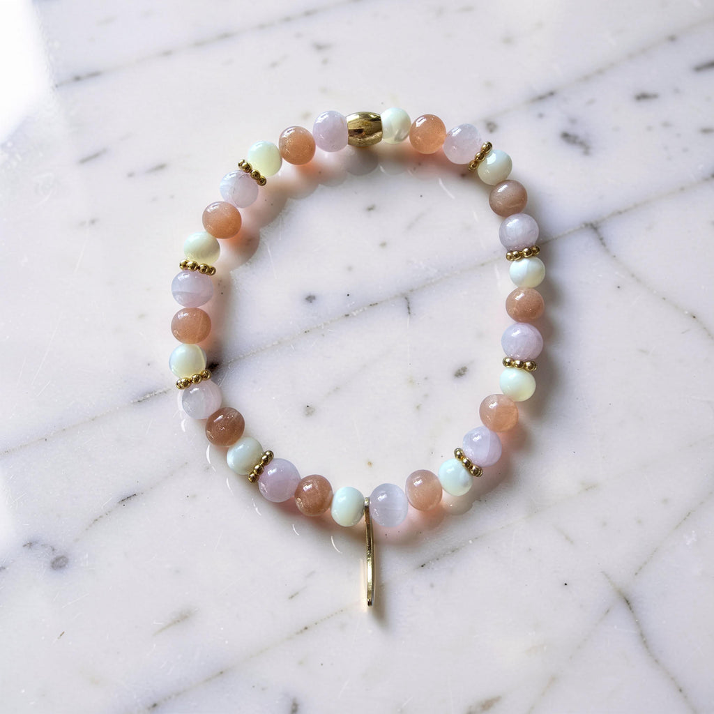 Bracelet Féminité Sacrée - Pierre de Lune, Nacre & Kunzite
