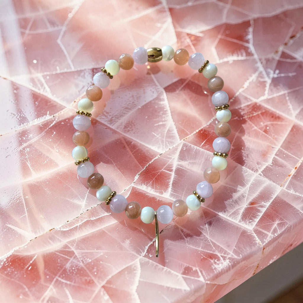 Bracelet Féminité Sacrée - Pierre de Lune, Nacre & Kunzite