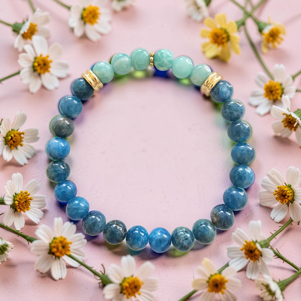 Bracelet Ambition Duo Amazonite & Apatite Bleue - Expression & Motivation | Lithothérapie