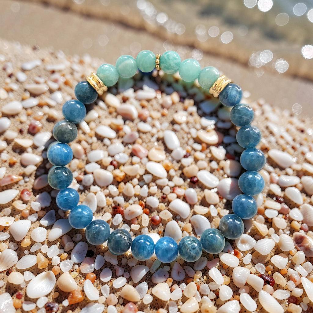 Bracelet Ambition Duo Amazonite & Apatite Bleue - Expression & Motivation | Lithothérapie