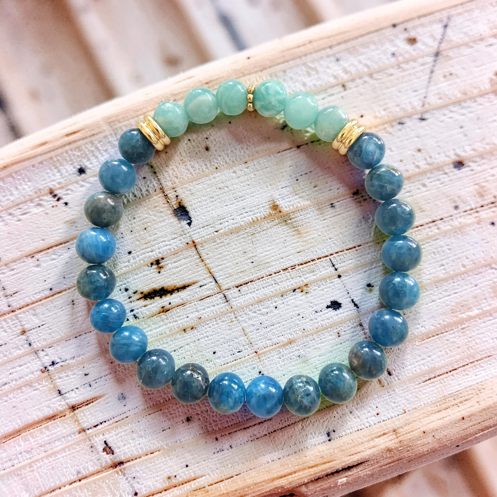 Bracelet Ambition Duo Amazonite & Apatite Bleue - Expression & Motivation | Lithothérapie