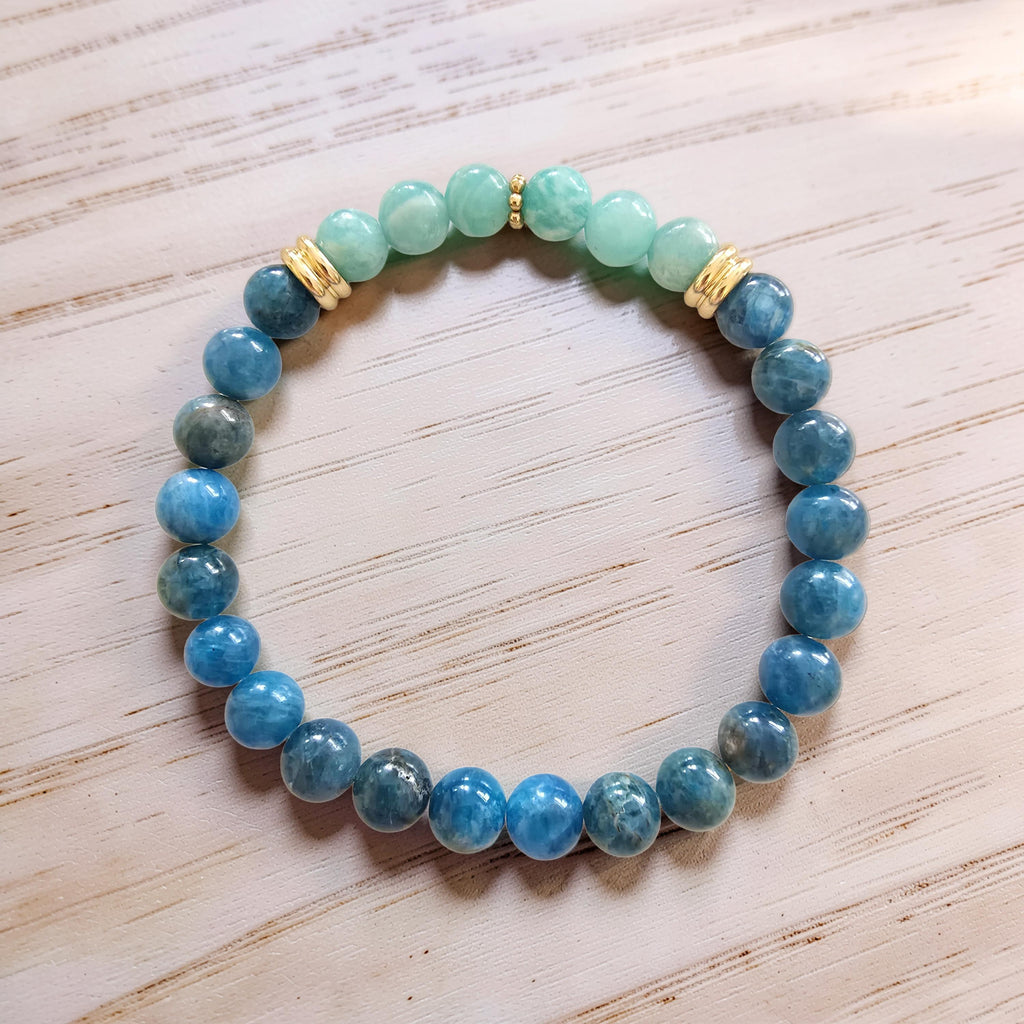 Bracelet Ambition Duo Amazonite & Apatite Bleue - Expression & Motivation | Lithothérapie