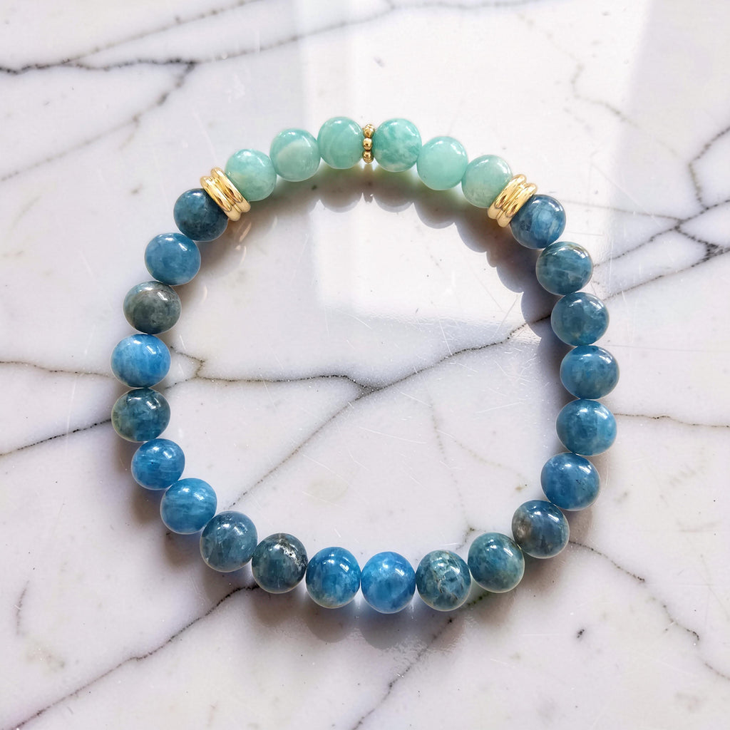 Bracelet Ambition Duo Amazonite & Apatite Bleue - Expression & Motivation | Lithothérapie