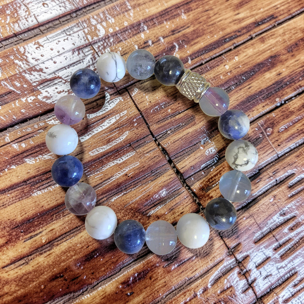 Bracelet TDAH - Concentration & Apaisement - Fluorite, Howlite & Sodalite