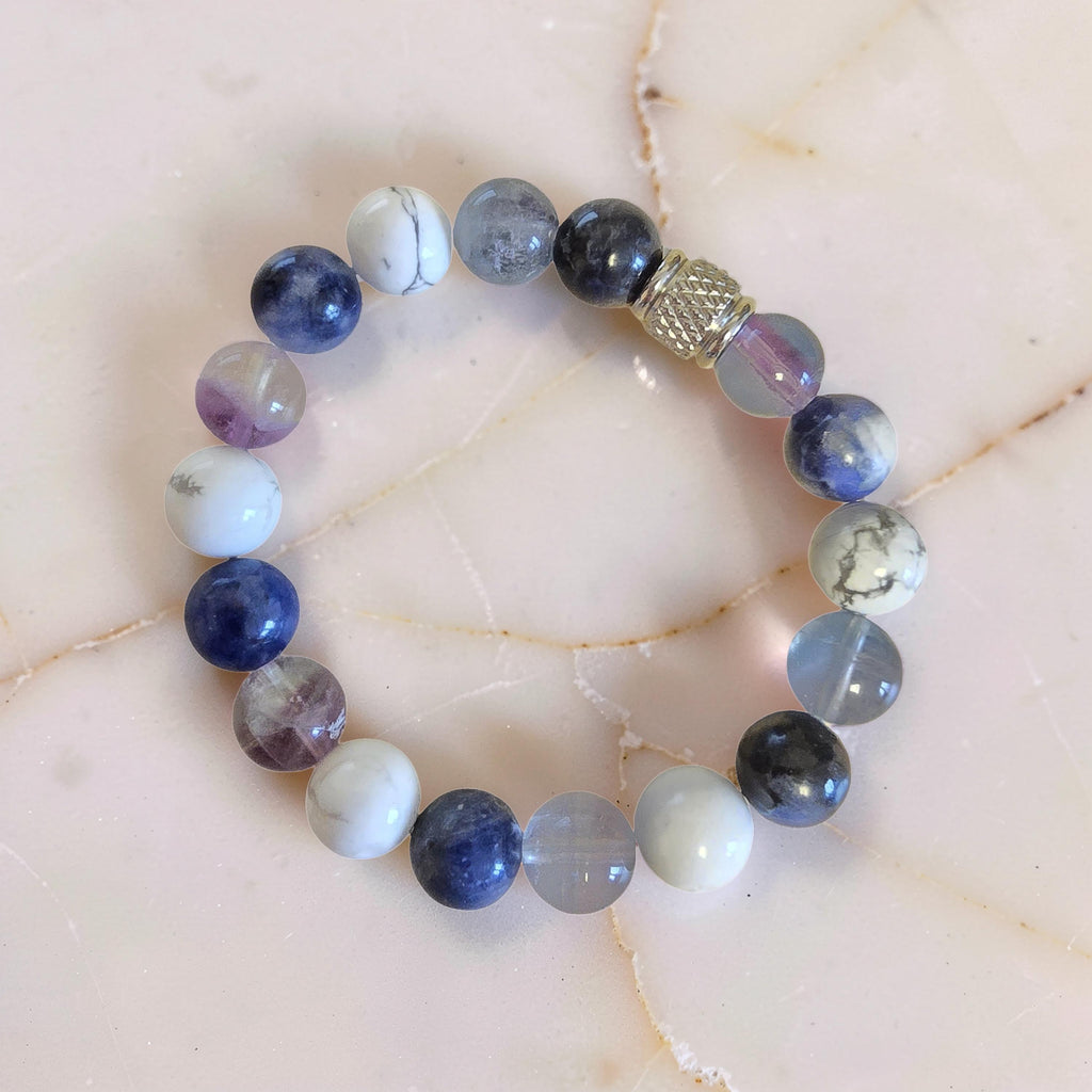 Bracelet TDAH - Concentration & Apaisement - Fluorite, Howlite & Sodalite