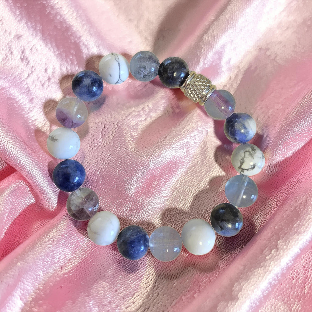 Bracelet TDAH - Concentration & Apaisement - Fluorite, Howlite & Sodalite