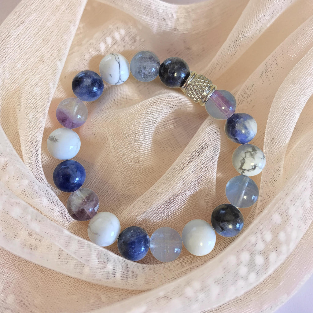 Bracelet TDAH - Concentration & Apaisement - Fluorite, Howlite & Sodalite
