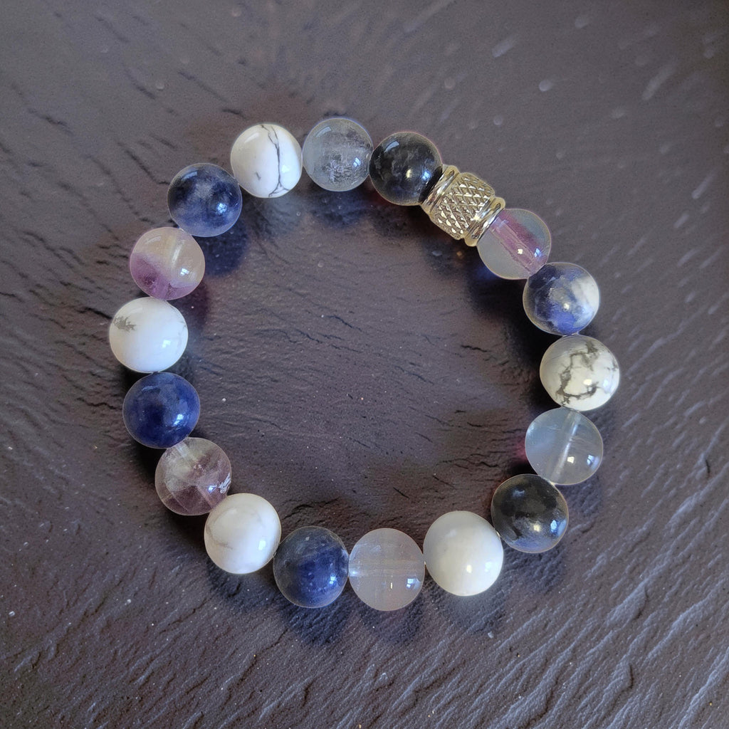 Bracelet TDAH - Concentration & Apaisement - Fluorite, Howlite & Sodalite