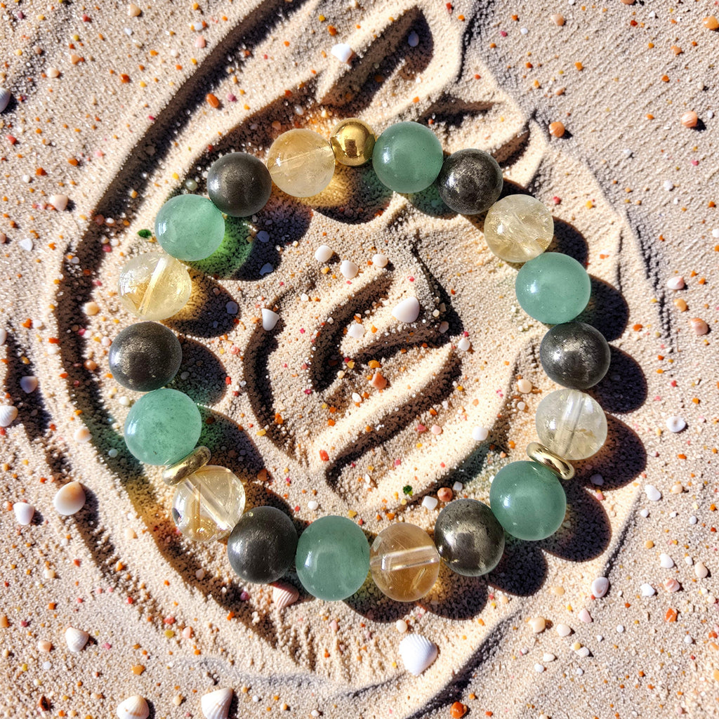 Bracelet Prospérité & Abondance – Citrine, Pyrite & Aventurine