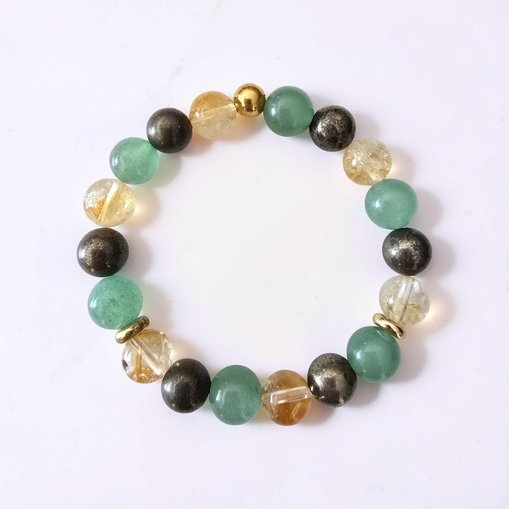 Bracelet Prospérité & Abondance – Citrine, Pyrite & Aventurine