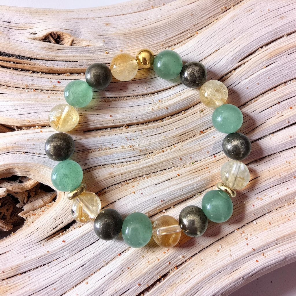 Bracelet Prospérité & Abondance – Citrine, Pyrite & Aventurine