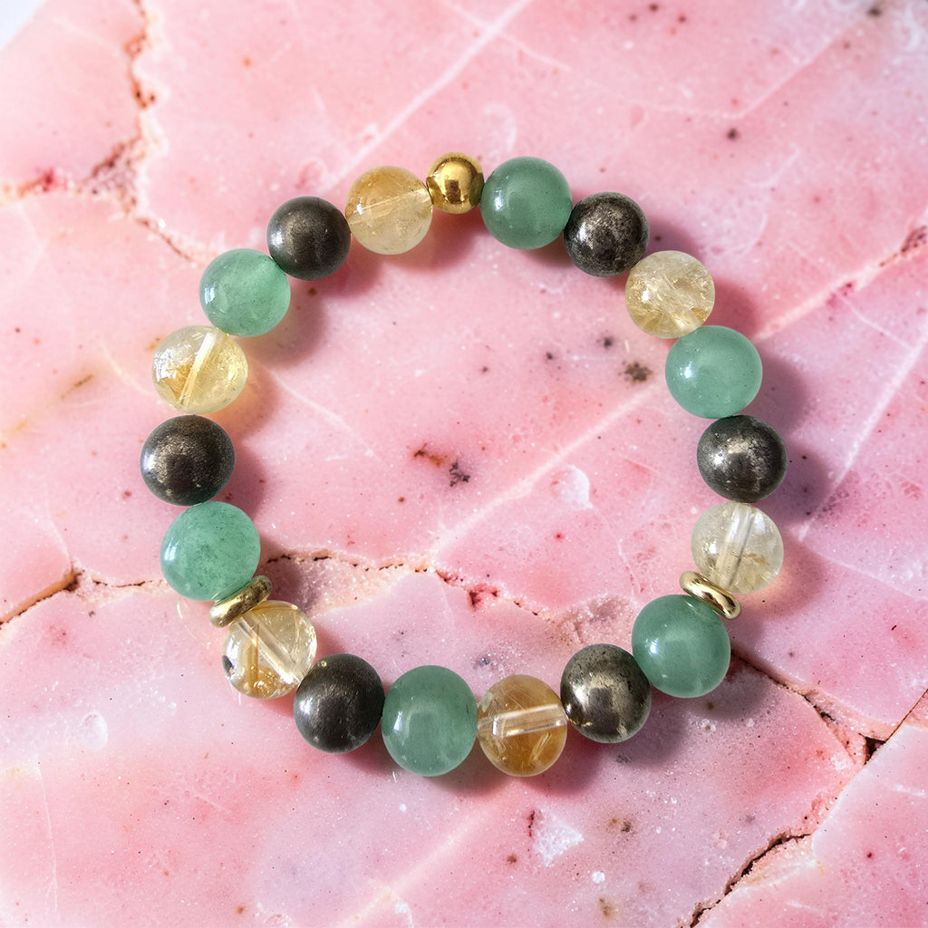 Bracelet Prospérité & Abondance – Citrine, Pyrite & Aventurine