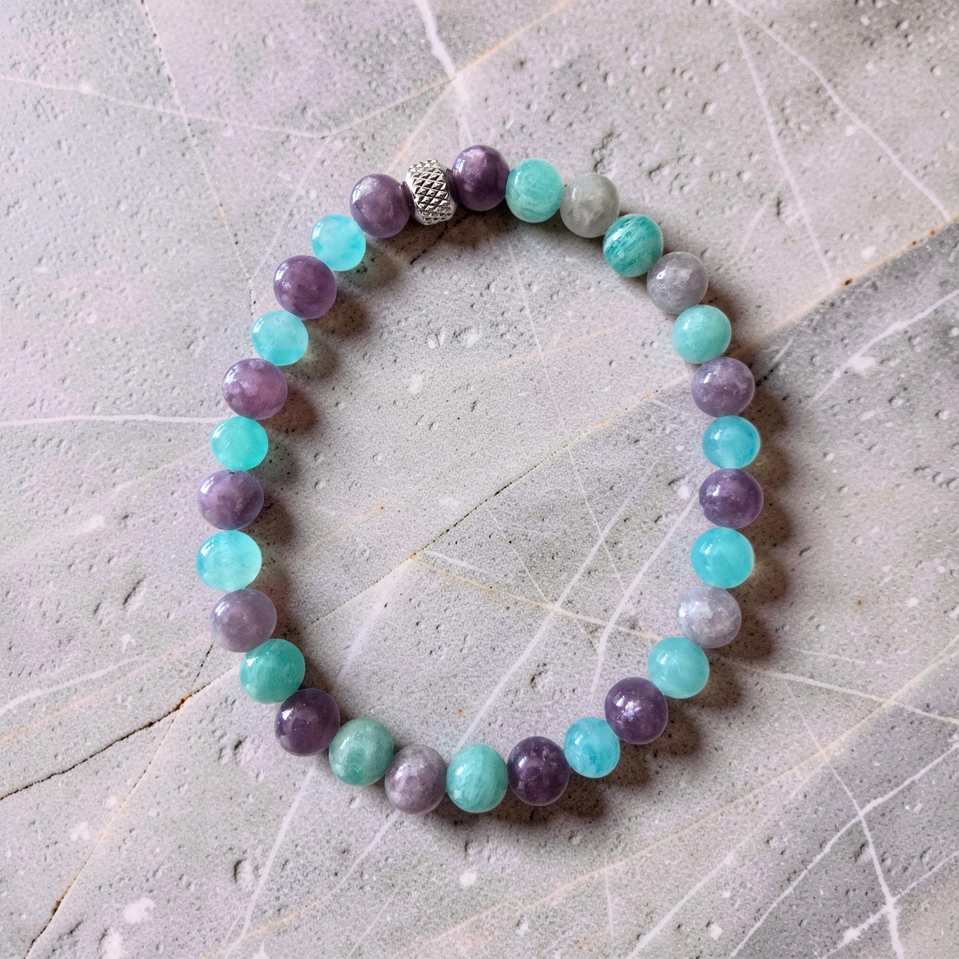 Bracelet Anti-Angoisse – Amazonite & Lépidolite