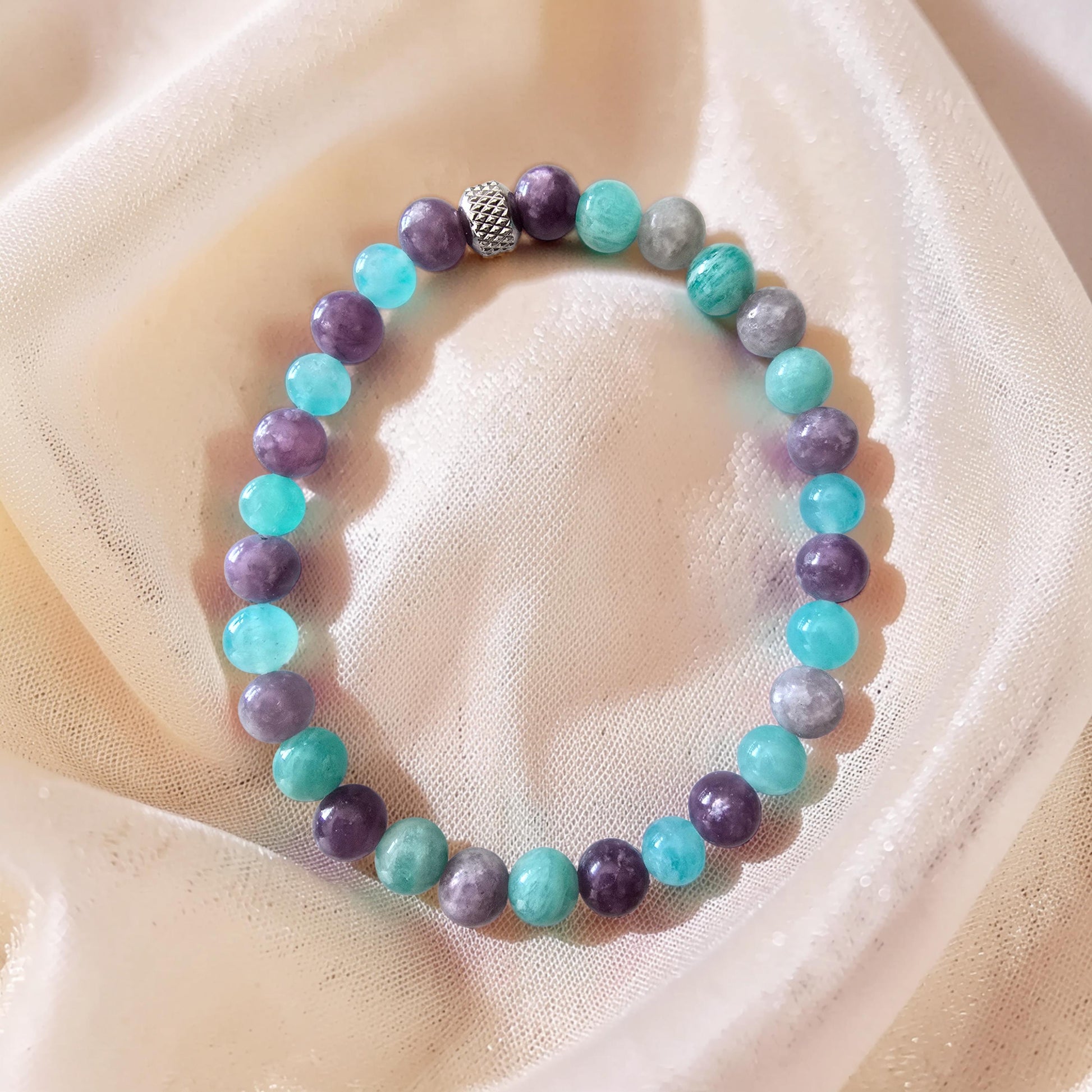Bracelet Anti-Angoisse – Amazonite & Lépidolite