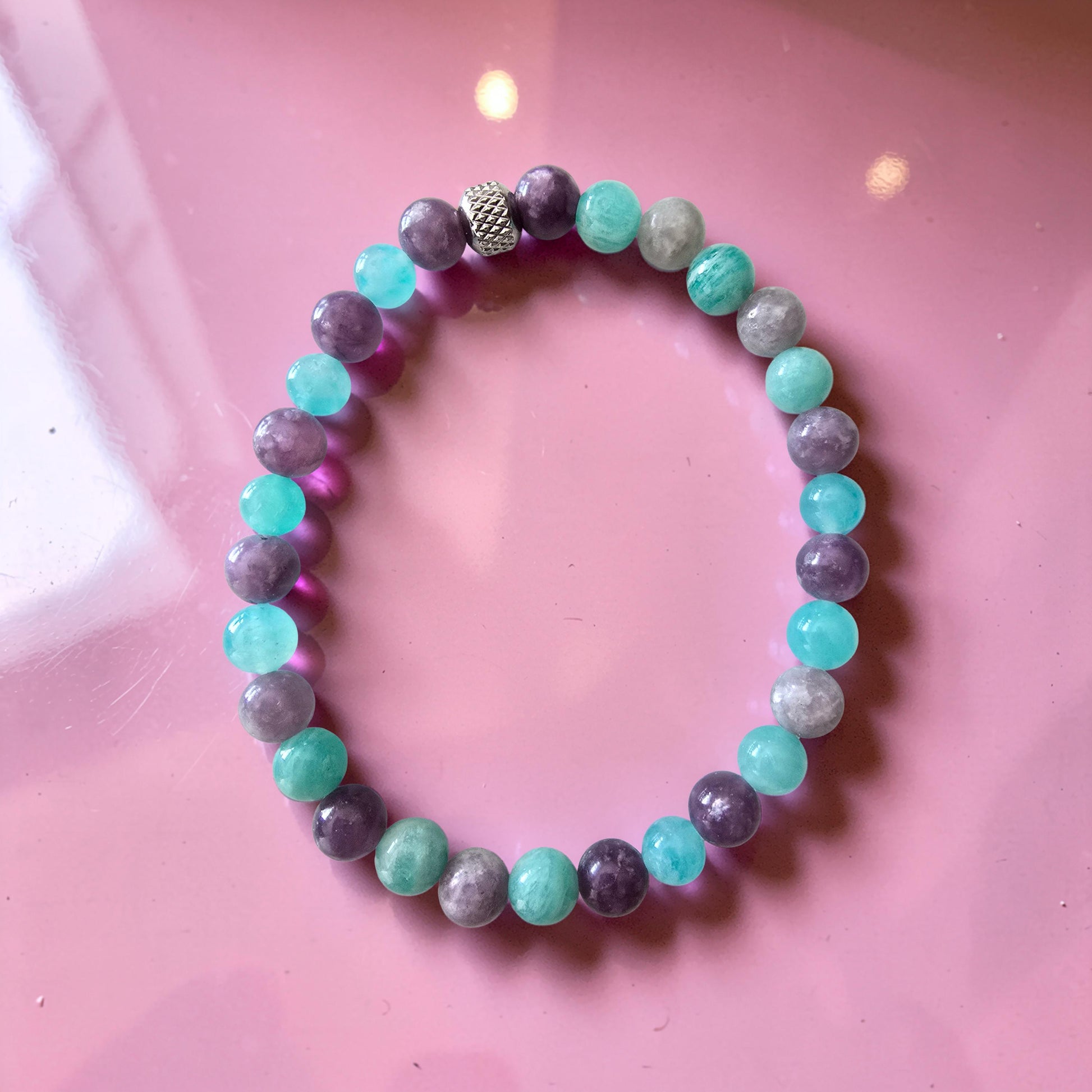 Bracelet Anti-Angoisse – Amazonite & Lépidolite
