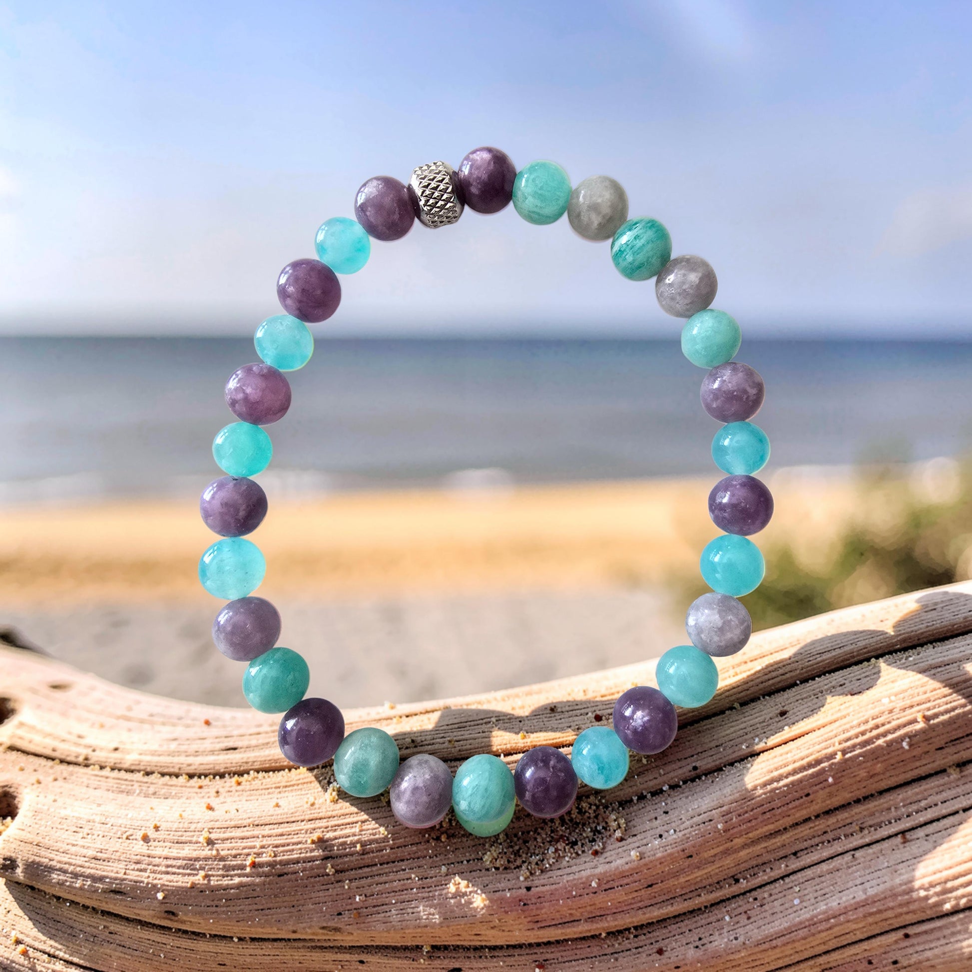 Bracelet Anti-Angoisse – Amazonite & Lépidolite