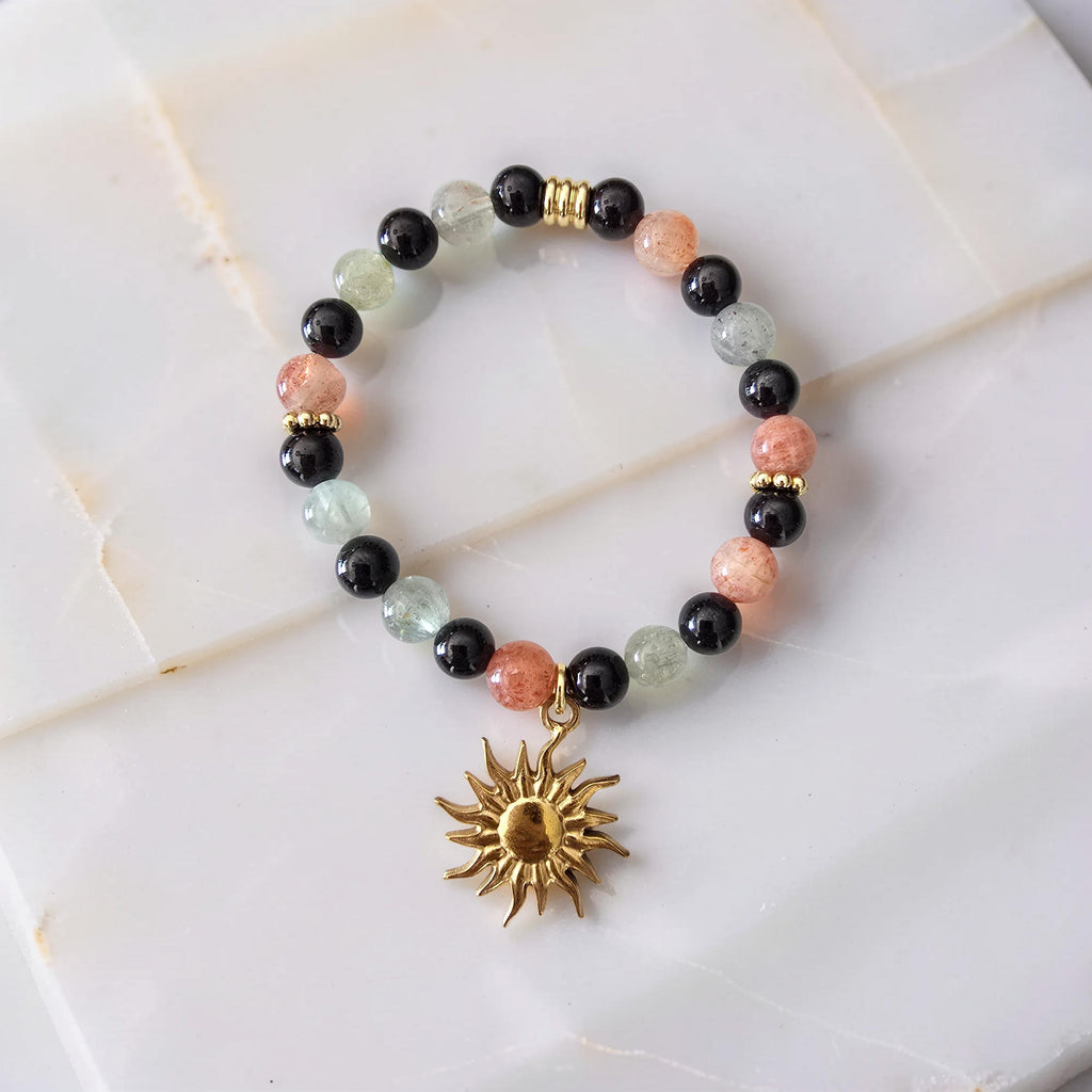 Bracelet Feu Sacré – Grenat & Pierre de Soleil
