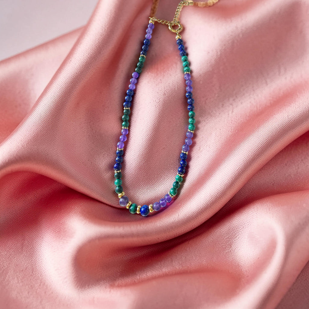 Collier Anti-Douleur — Malachite · Lapis-Lazuli · Améthyste