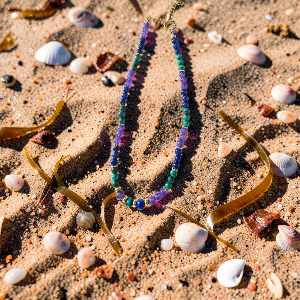 Collier Anti-Douleur — Malachite · Lapis-Lazuli · Améthyste