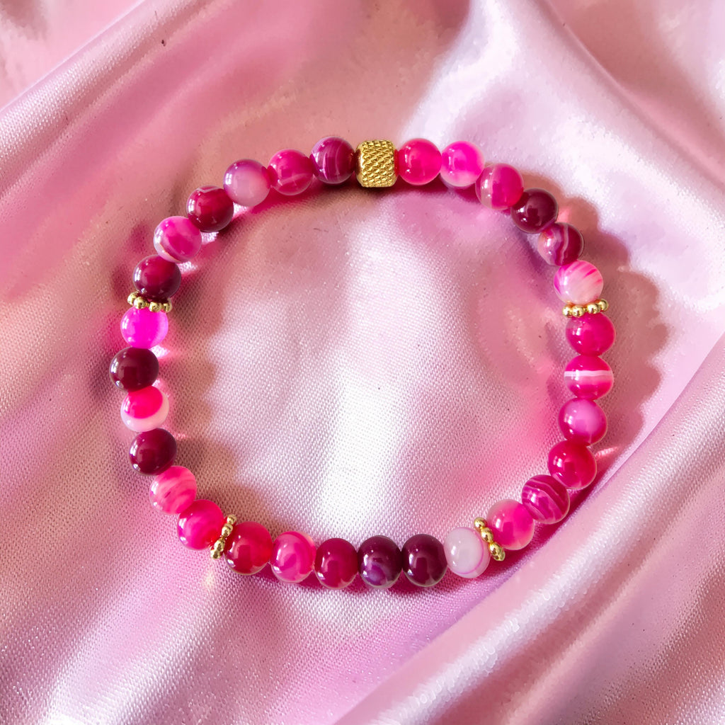 Bracelet Agate Rose Fuchsia – Amour, Douceur & Confiance en Soi