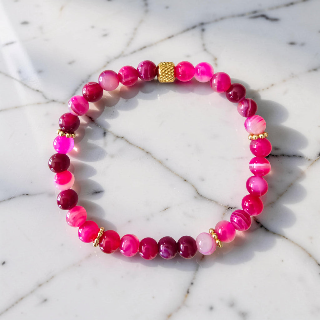 Bracelet Agate Rose Fuchsia – Amour, Douceur & Confiance en Soi