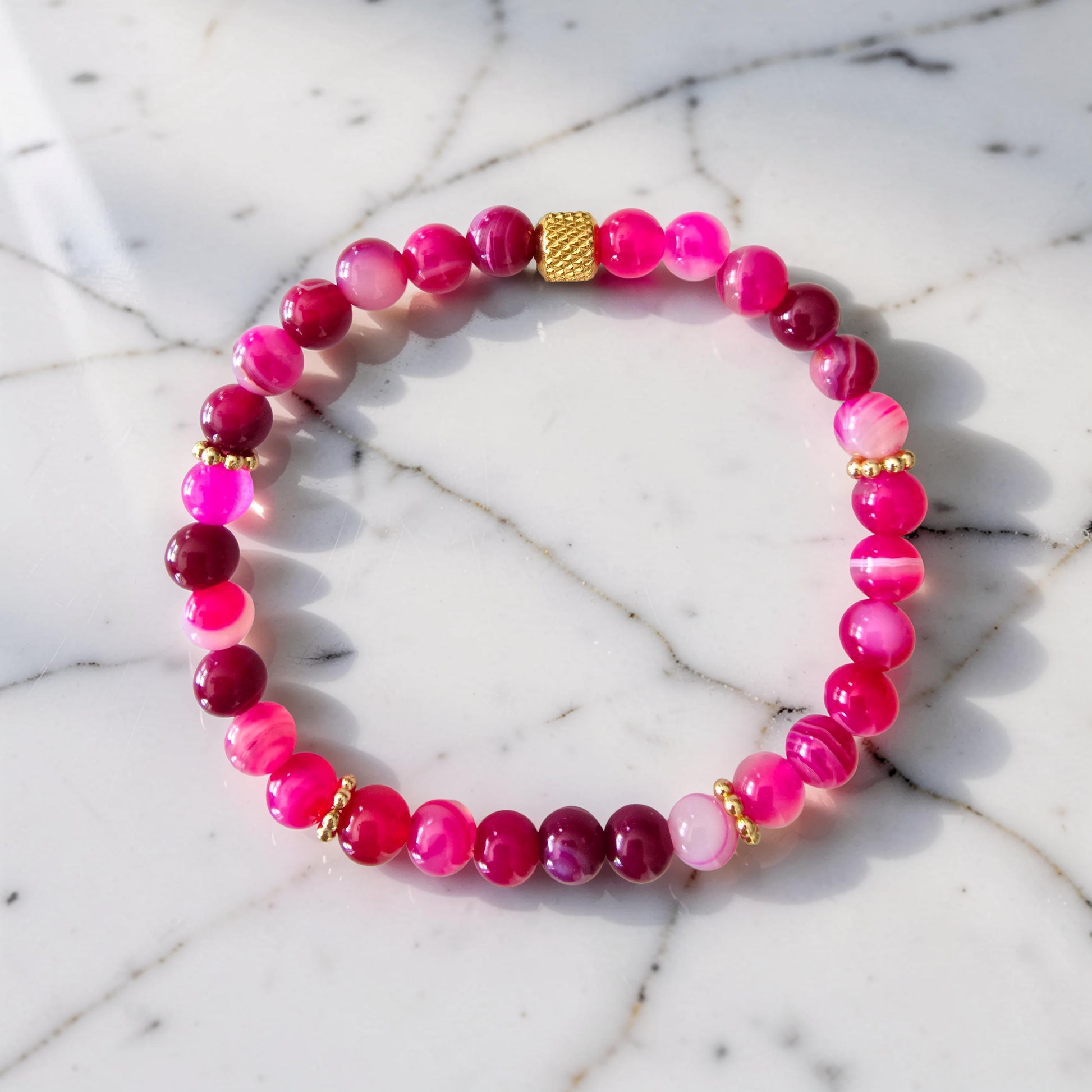 Bracelet Agate Rose Fuchsia – Amour, Douceur & Confiance en Soi